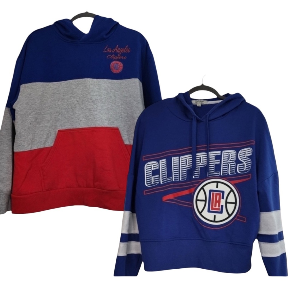 2- LA Clippers Blue Hoodie Bundle Size L NBA Fan Gear Game Day Sweatshirt Deal